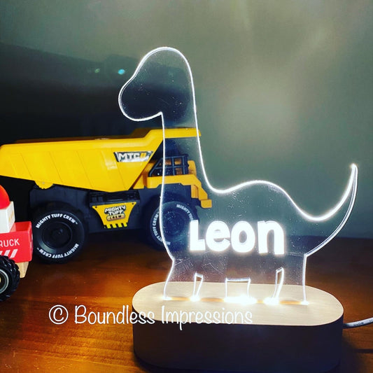 Personalised Cut Out Night Lights - Beech (White Light)