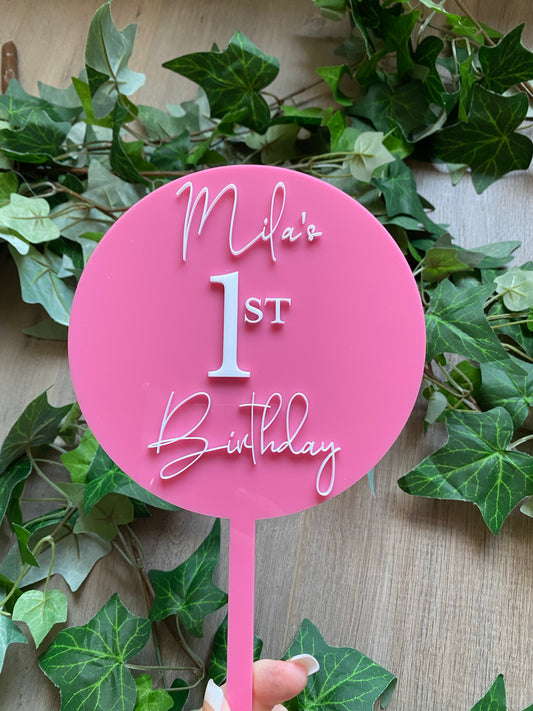 Round 2 Layer Acrylic Cake Topper