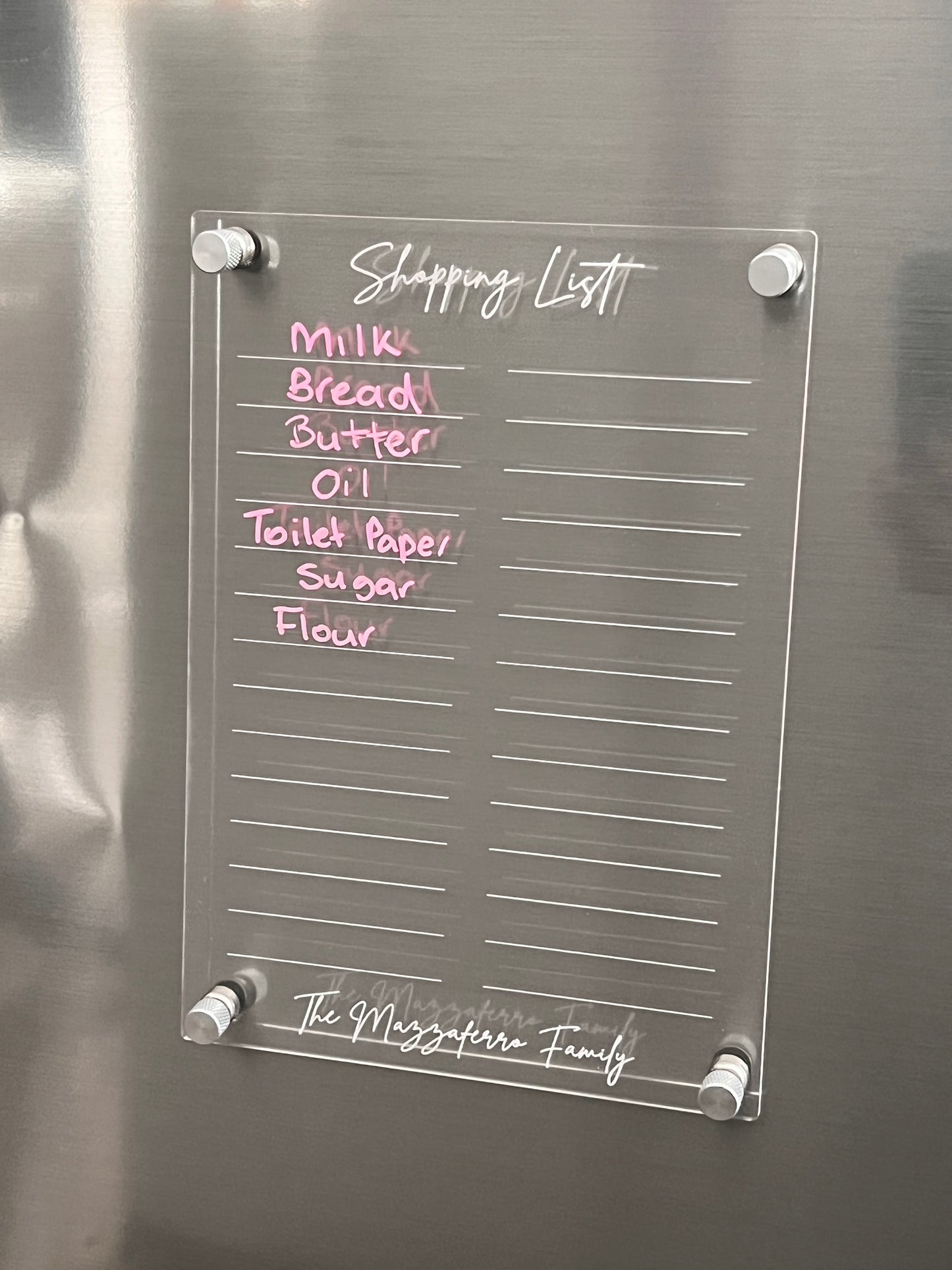 Personalised Magnetic Acrylic Shopping List