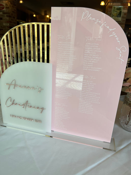 Half Arch Acrylic Seating Chart/Welcome Sign Combination