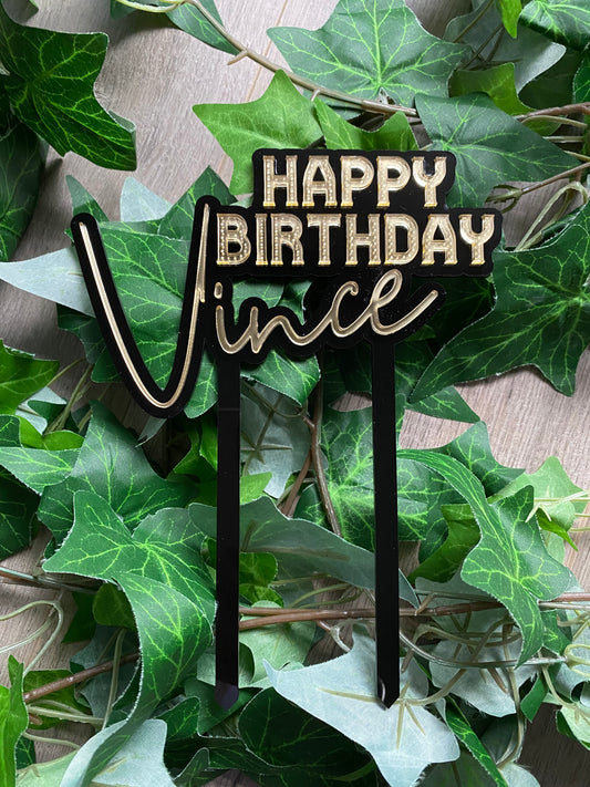 'Vegas Style' 2 Layer Acrylic Cake Topper