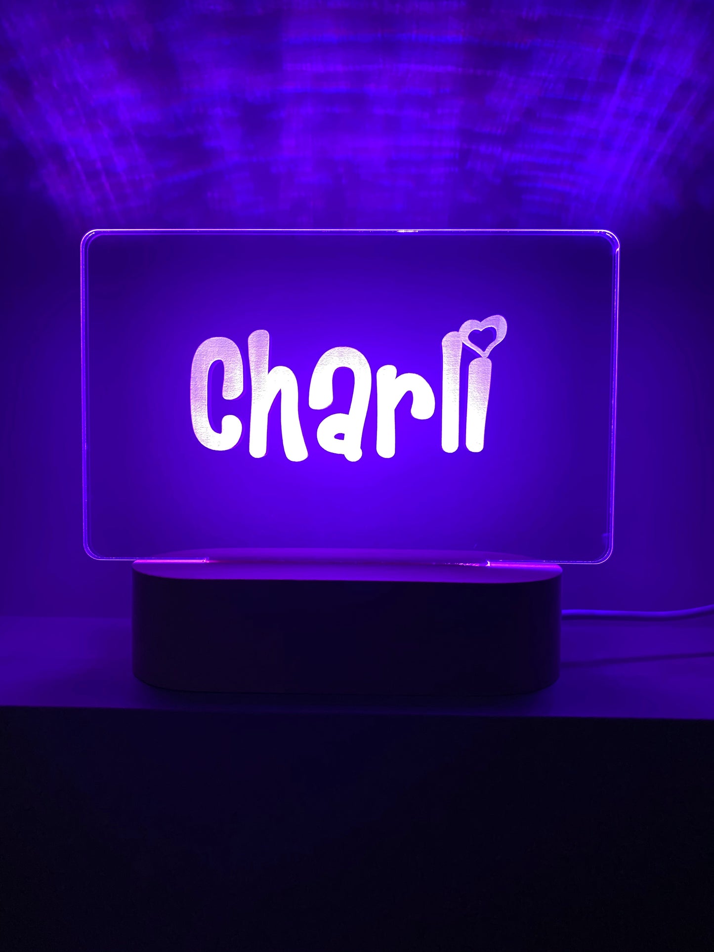 Personalised Name Night Light - Beech (Multi Coloured Light)