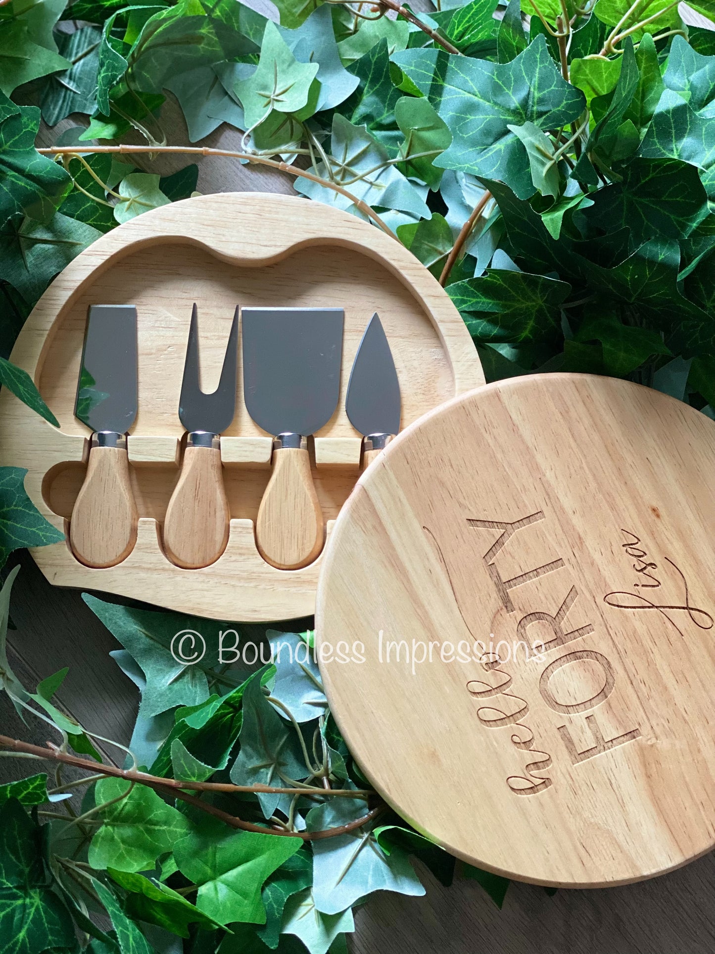 Personalised Swivel Cheese Board & Knife Set