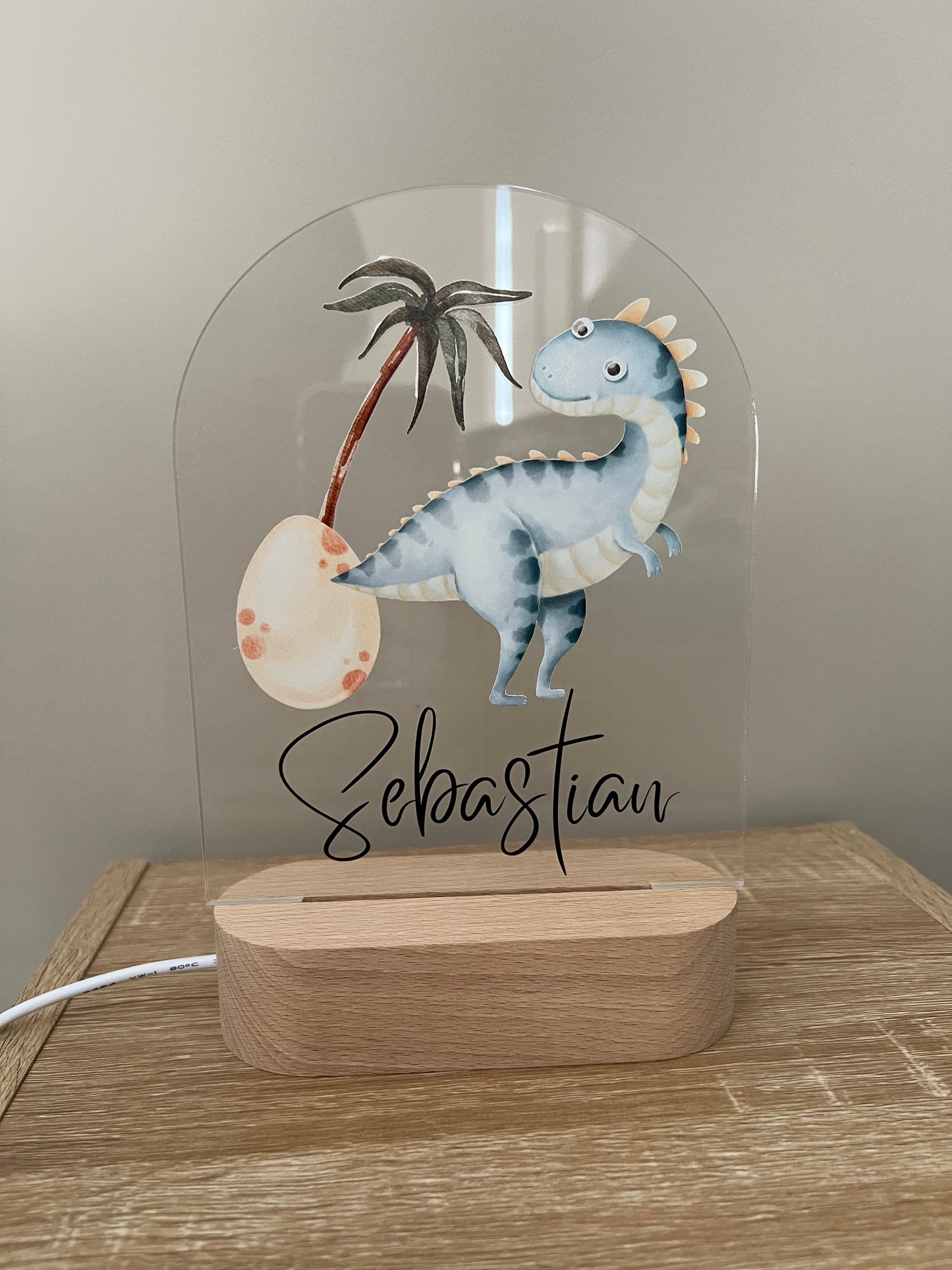 Personalised Arch Night Light - Printed Dinosaur