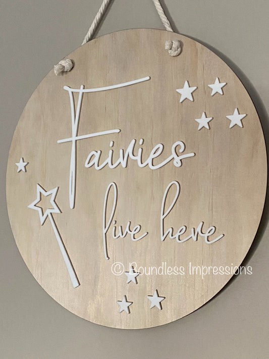 Hanging Round Fairy Sign