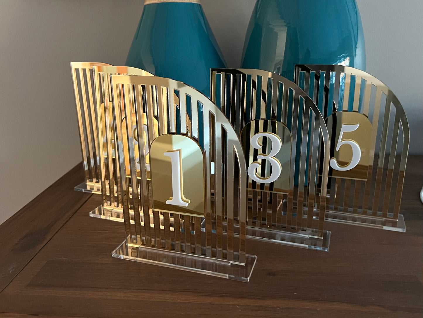 Luxe Acrylic Half Arch Table Number with Stand