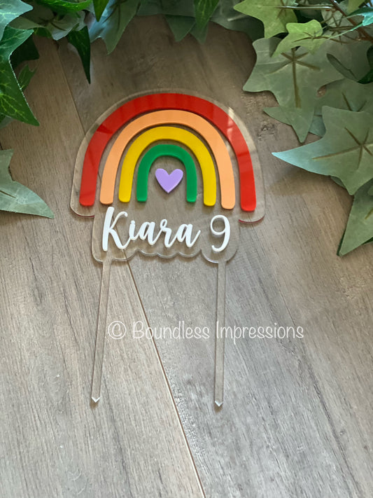 Floating Rainbow Acrylic Cake Topper