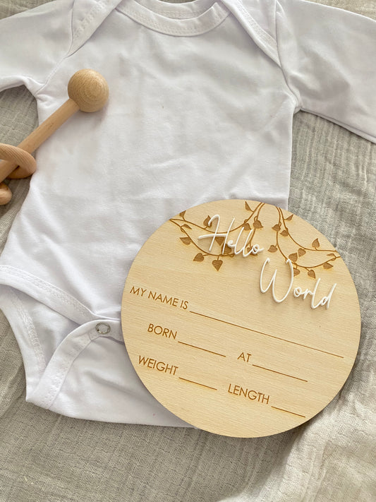 Birth Announcement Plaque - (Vine Design)