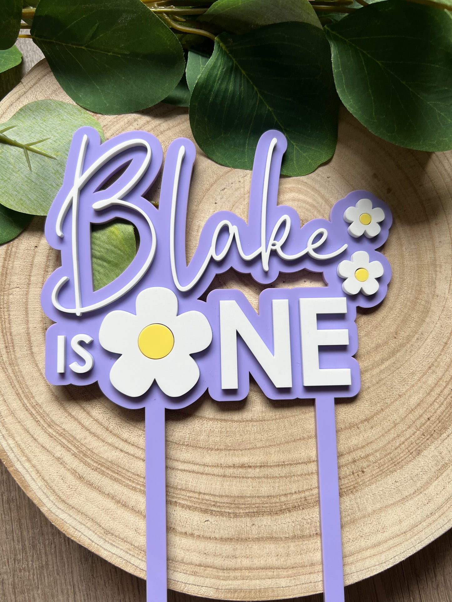 2 Layer 'Daisy Style' Acrylic Cake Topper