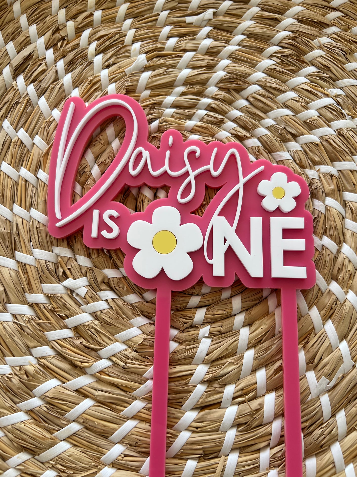 2 Layer 'Daisy Style' Acrylic Cake Topper