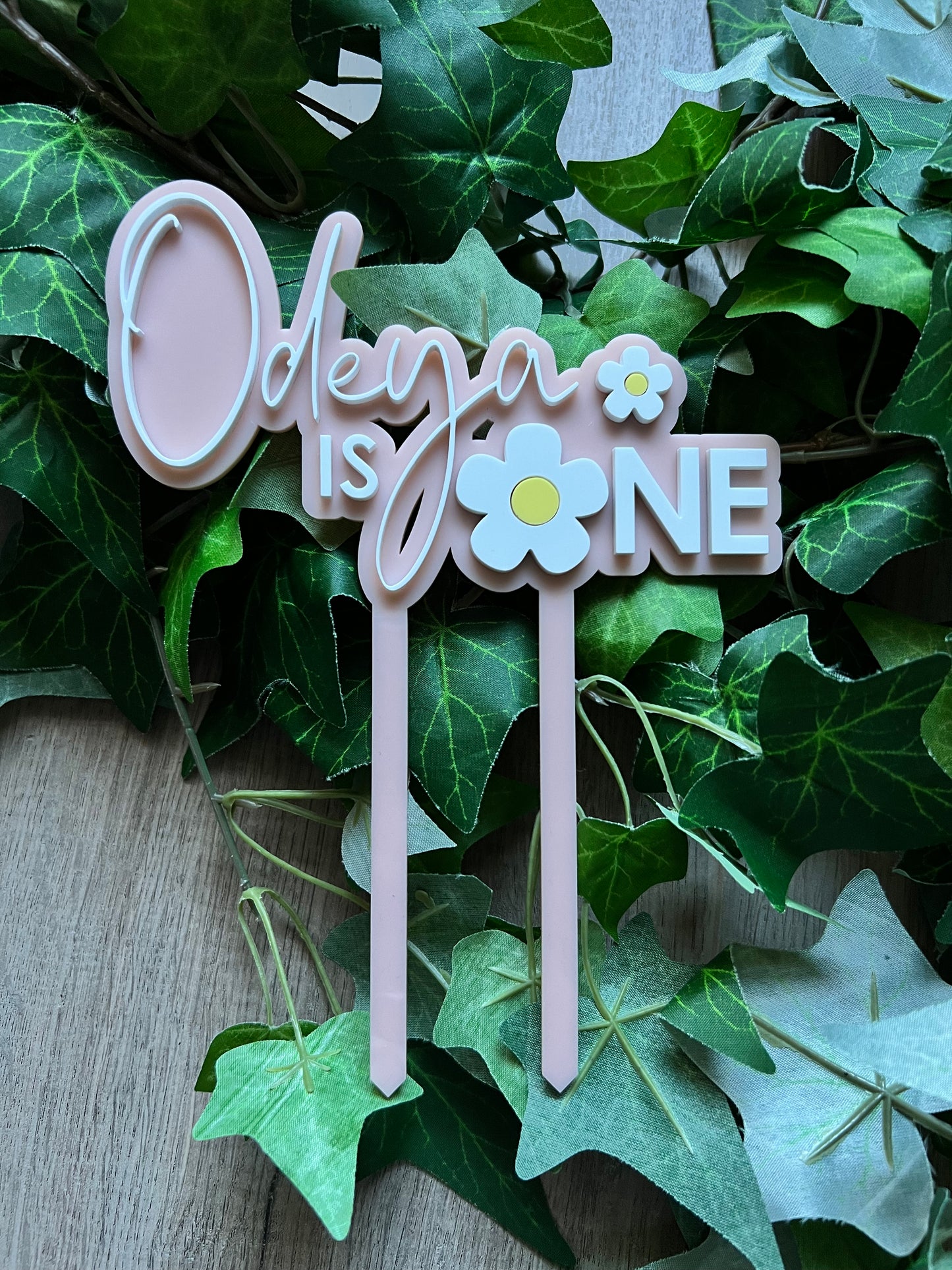 2 Layer 'Daisy Style' Acrylic Cake Topper