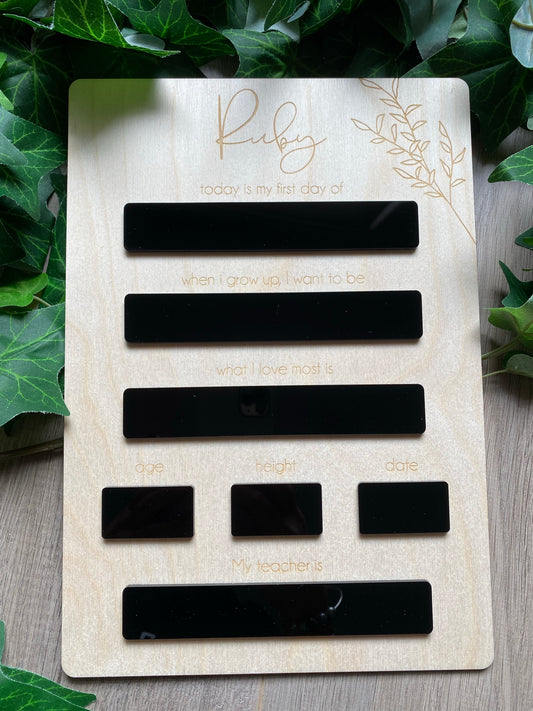 Vertical Timber 'First Day of' Boards