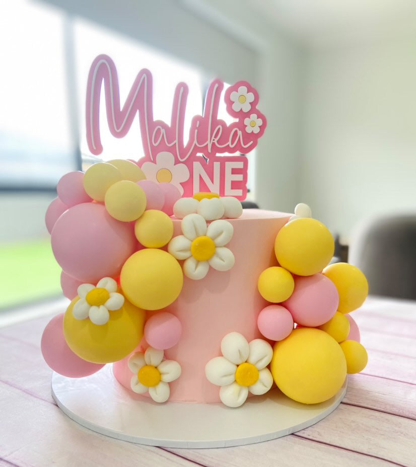 2 Layer 'Daisy Style' Acrylic Cake Topper