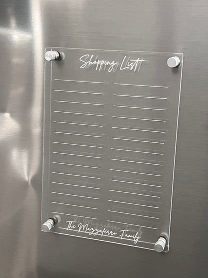Personalised Magnetic Acrylic Shopping List