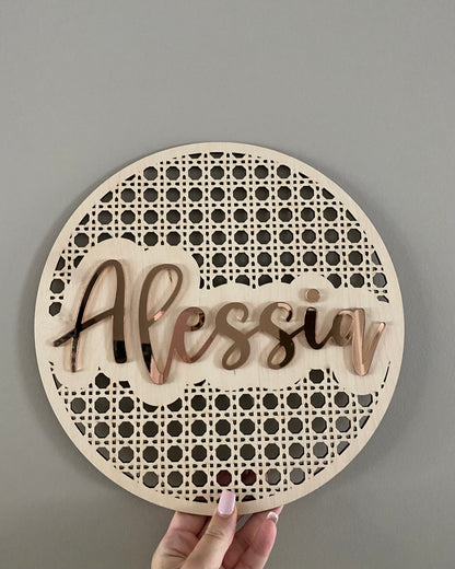 'Rattan Collection' Round 3D Name Sign