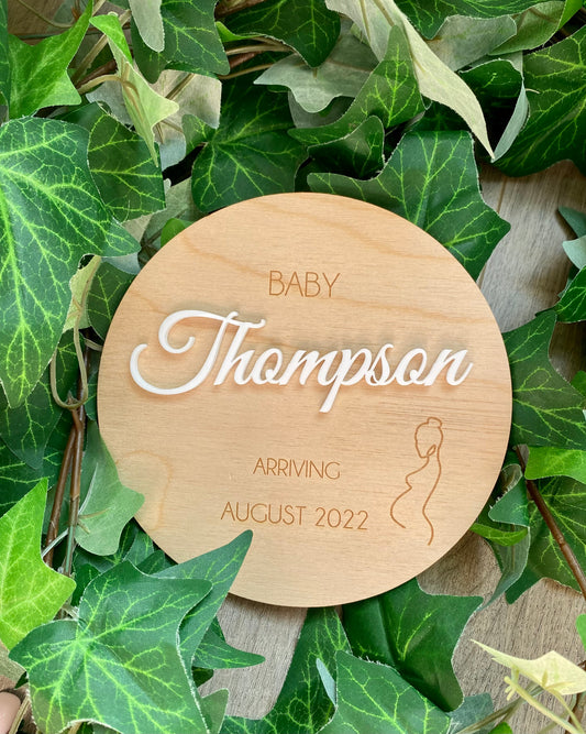 Pregnancy Announcement Plaque - Acrylic Name