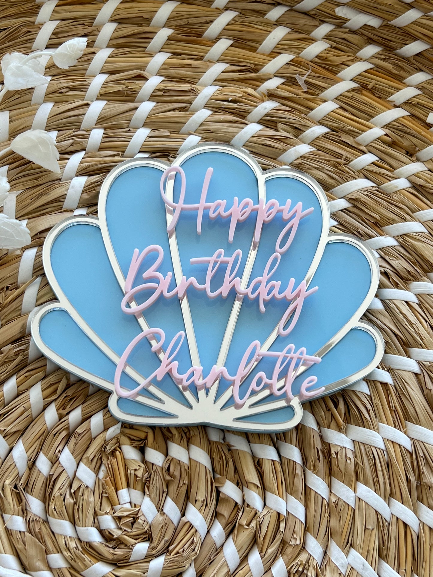 Mermaid Shell Acrylic Cake Topper