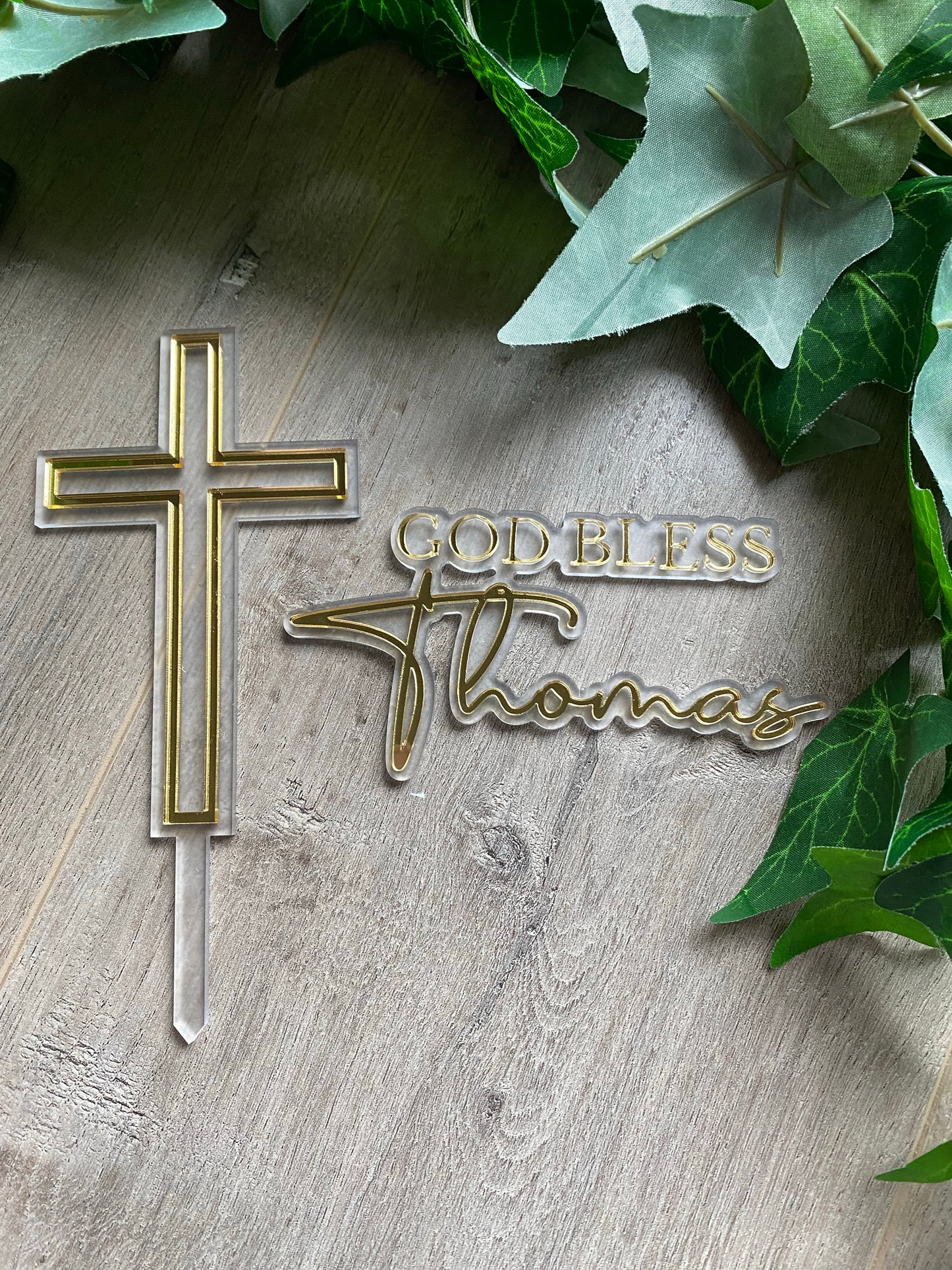 2 Layer 'Cross' Cake Topper