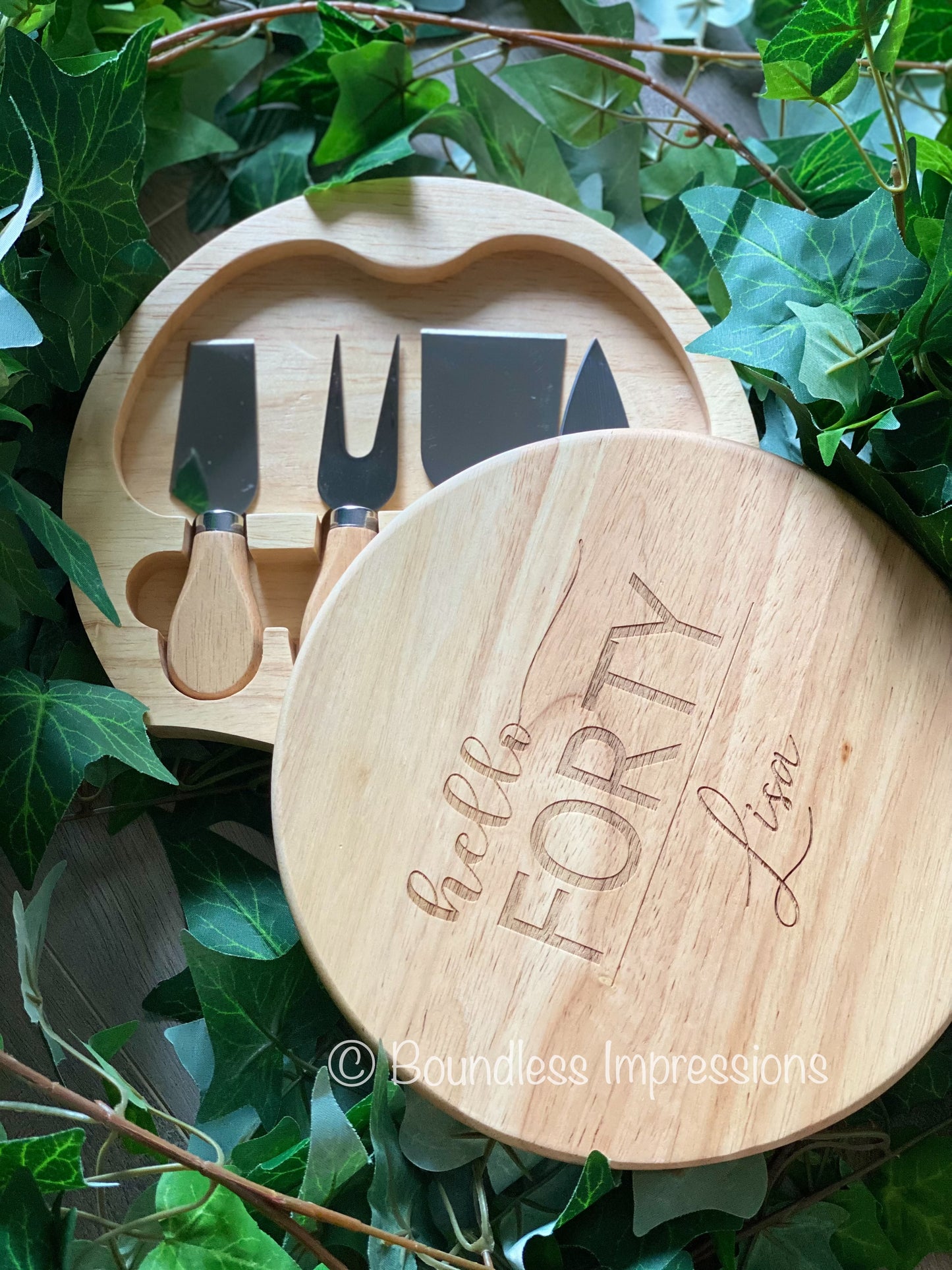 Personalised Swivel Cheese Board & Knife Set