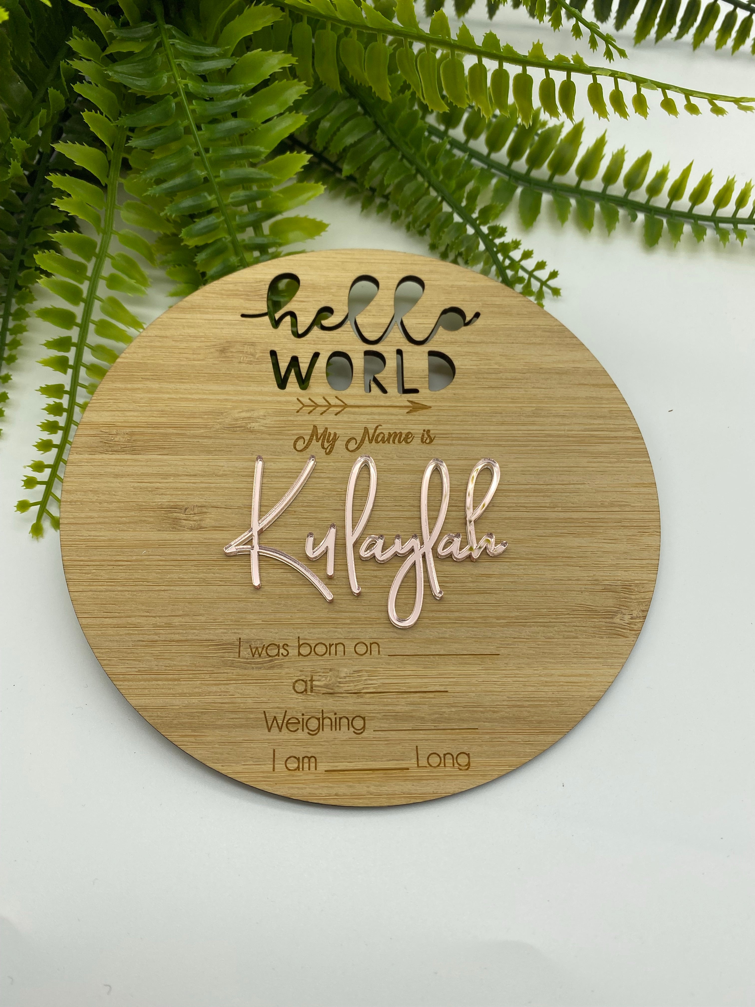 Birth Announcement Plaque - Hello World