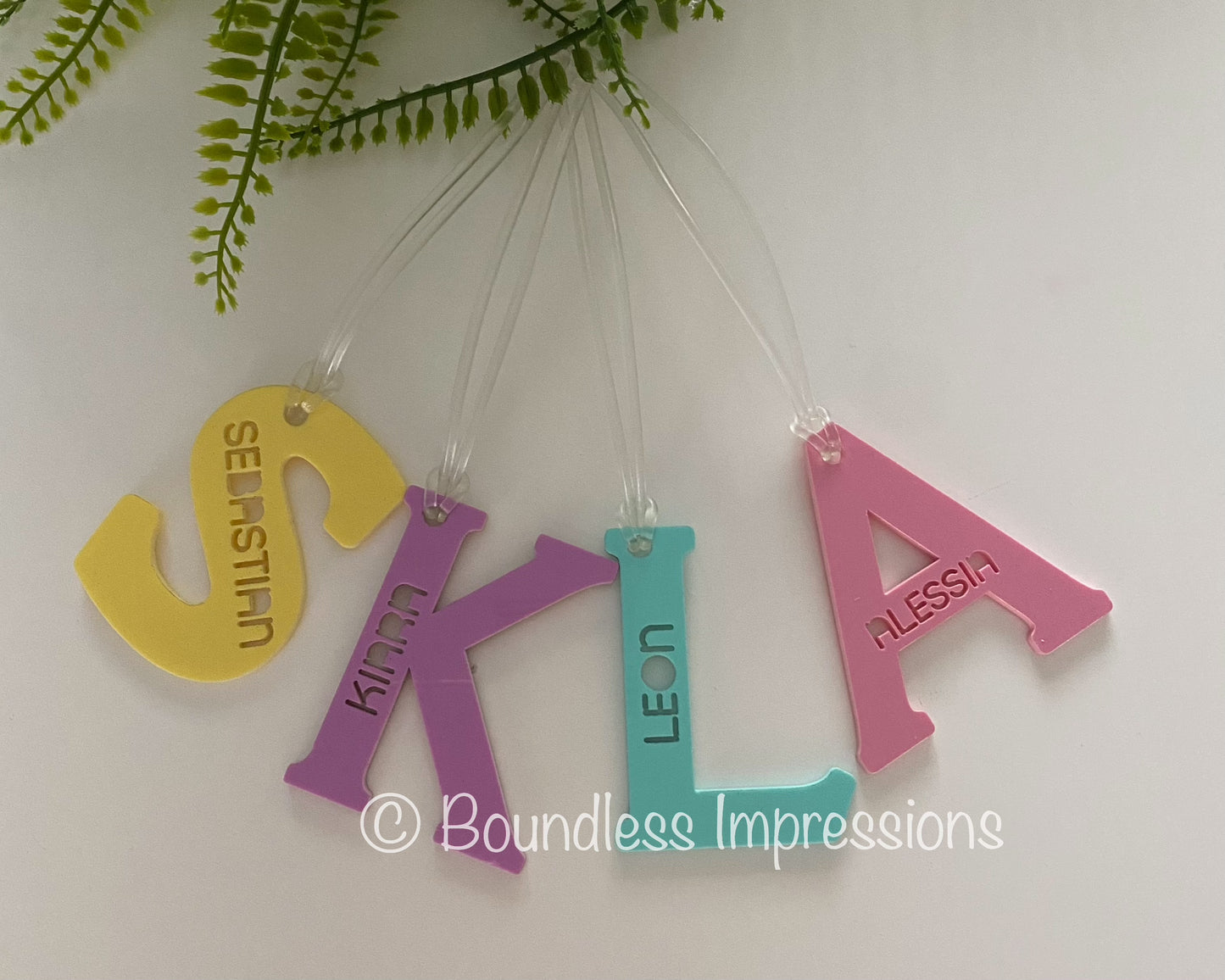 Acrylic 'Letter' Bag Tags