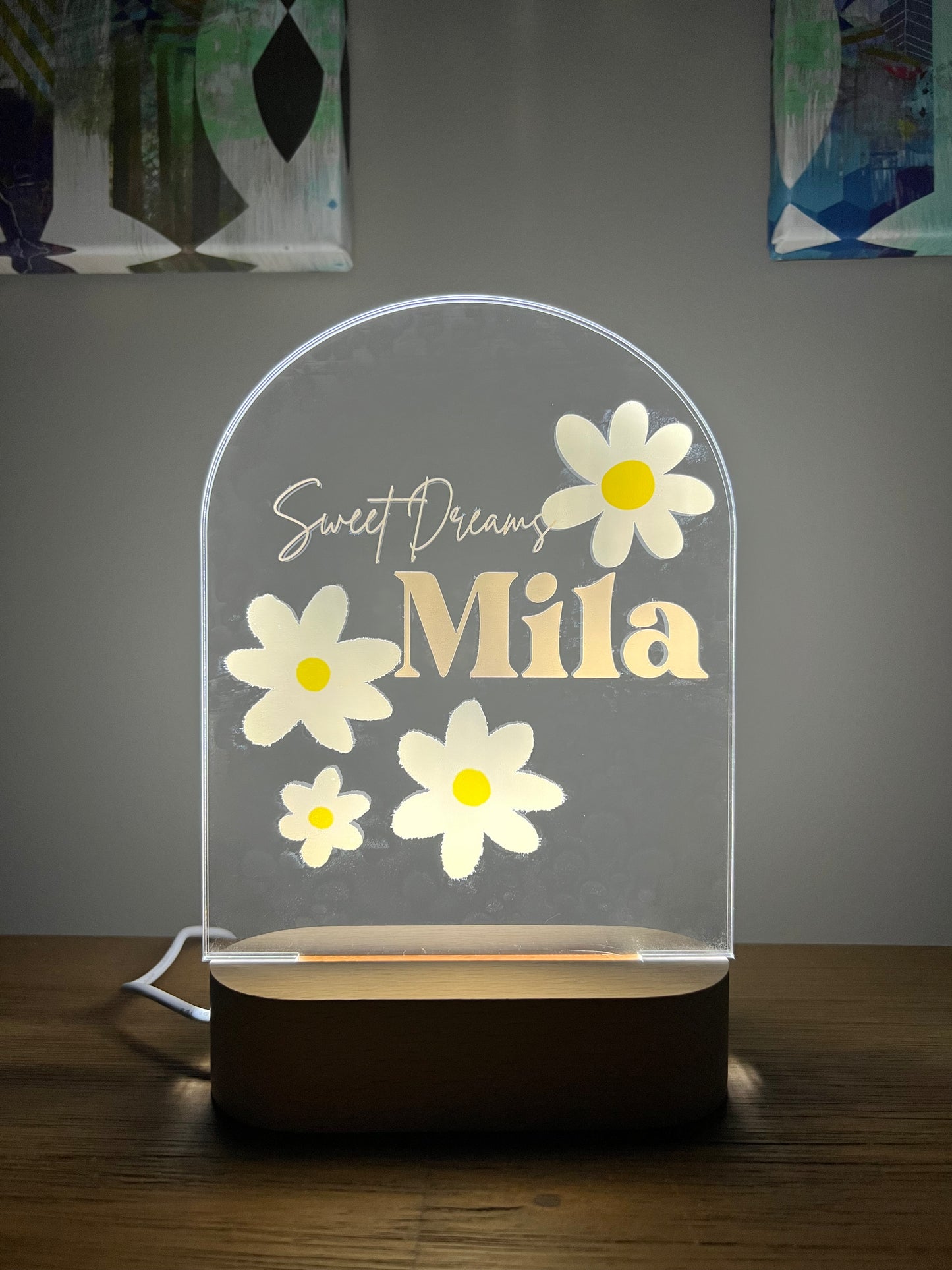 Personalised Arch Night Light - Printed Daisy