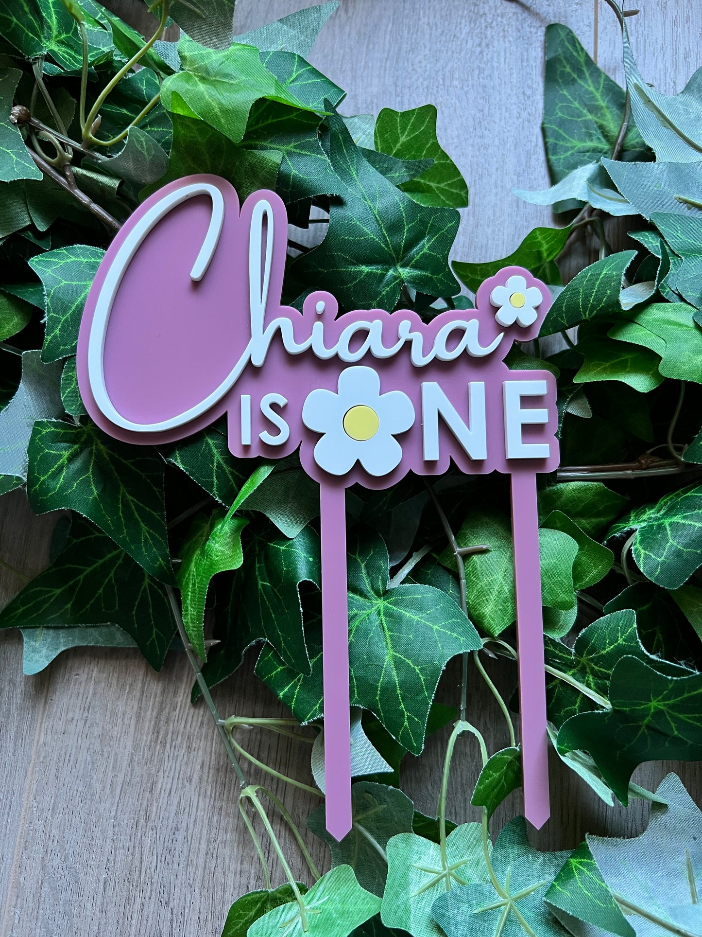 2 Layer 'Daisy Style' Acrylic Cake Topper