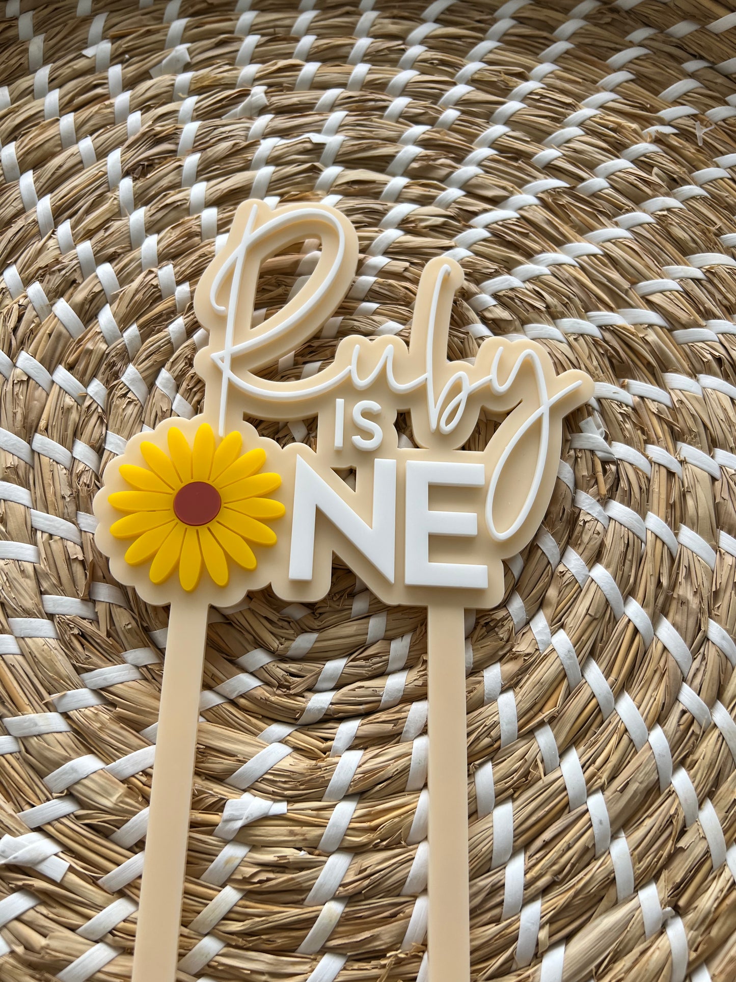 2 Layer 'Sunflower' Design Acrylic Cake Topper