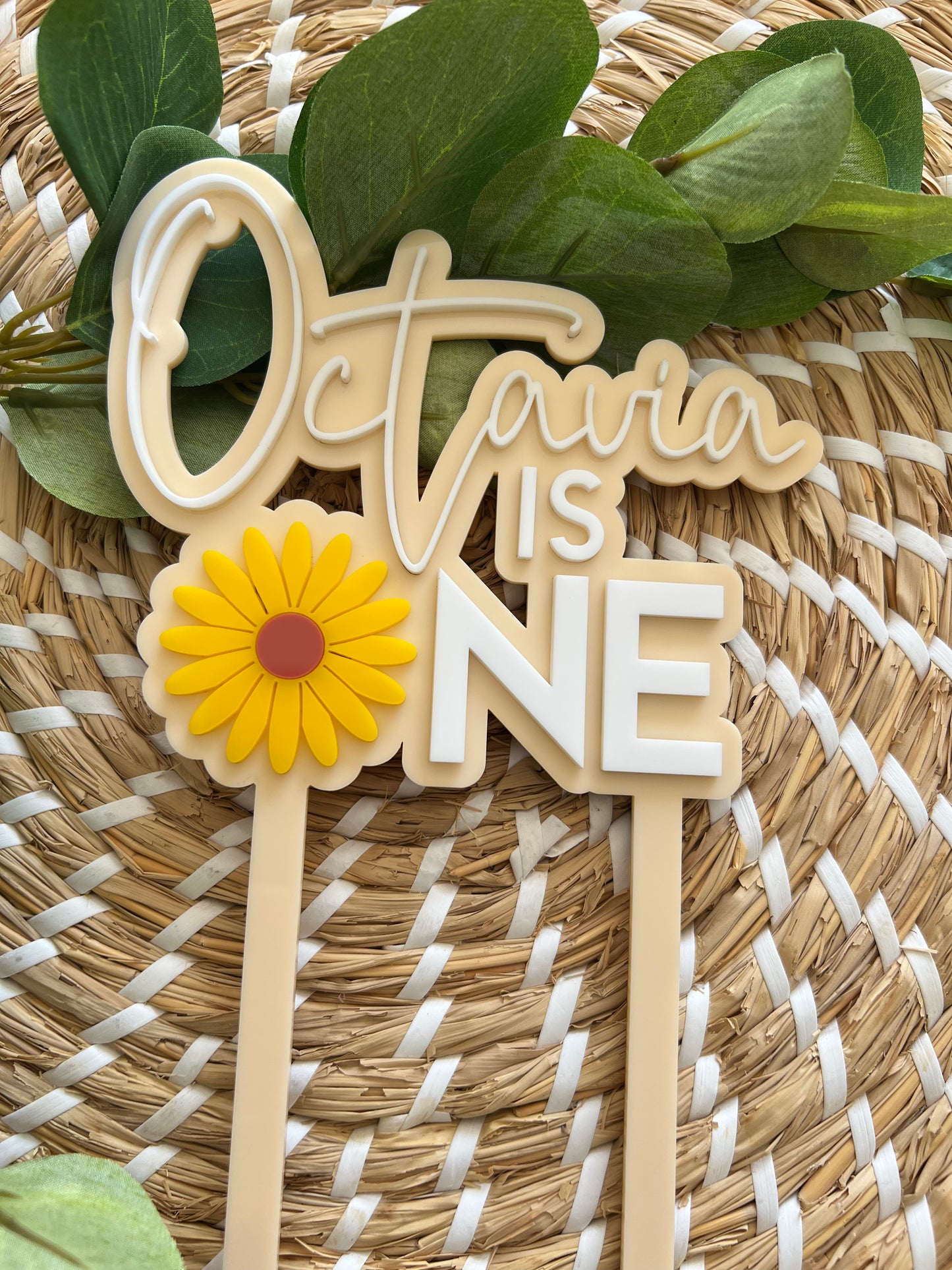 2 Layer 'Sunflower' Design Acrylic Cake Topper