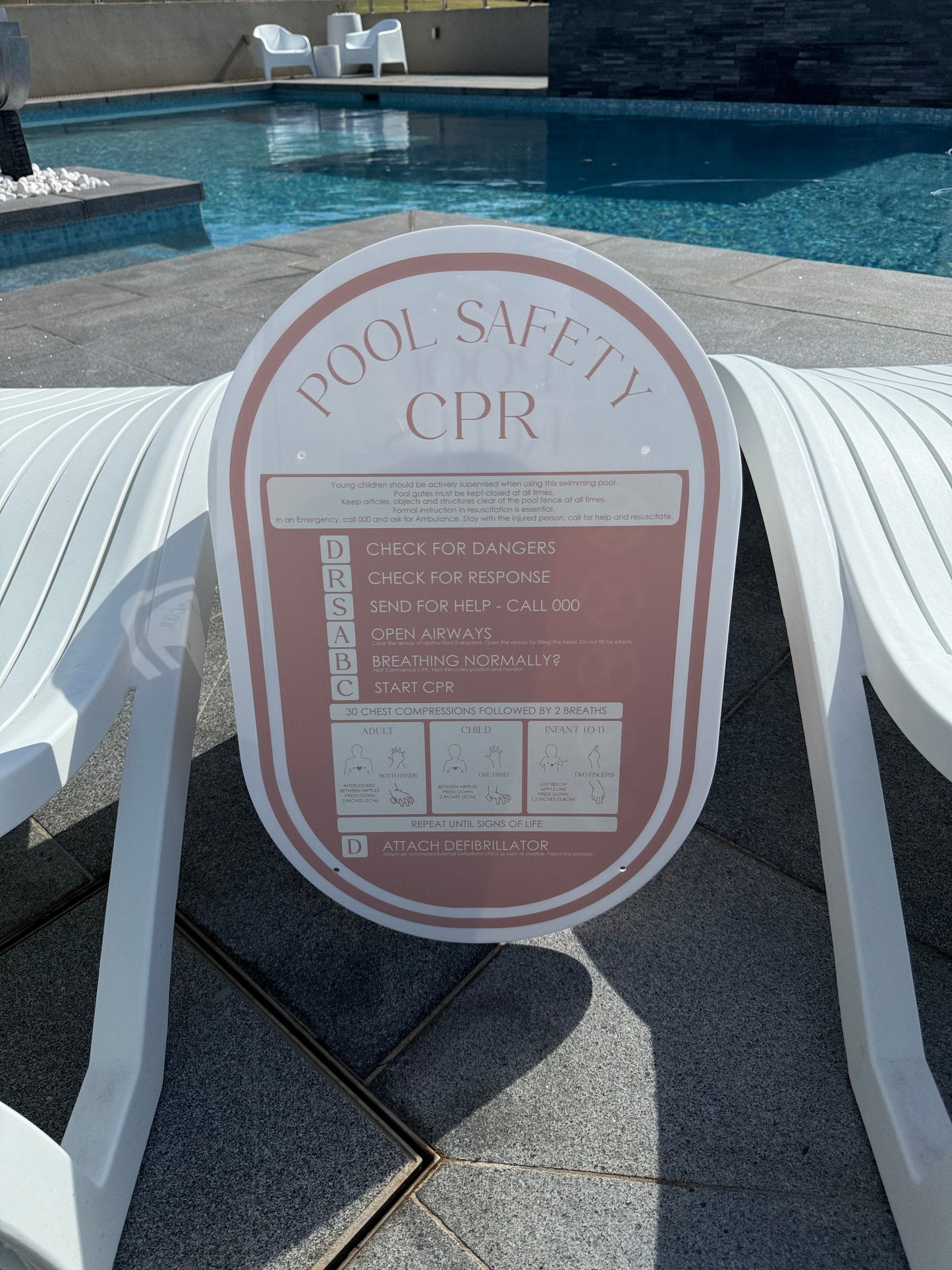 Pool CPR Safety Sign - Oval