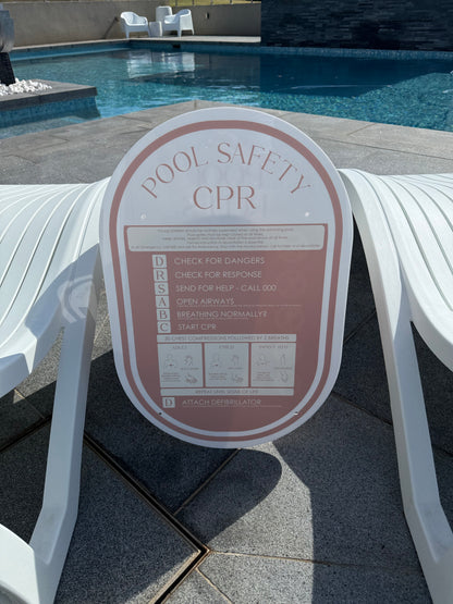 Pool CPR Safety Sign - Oval