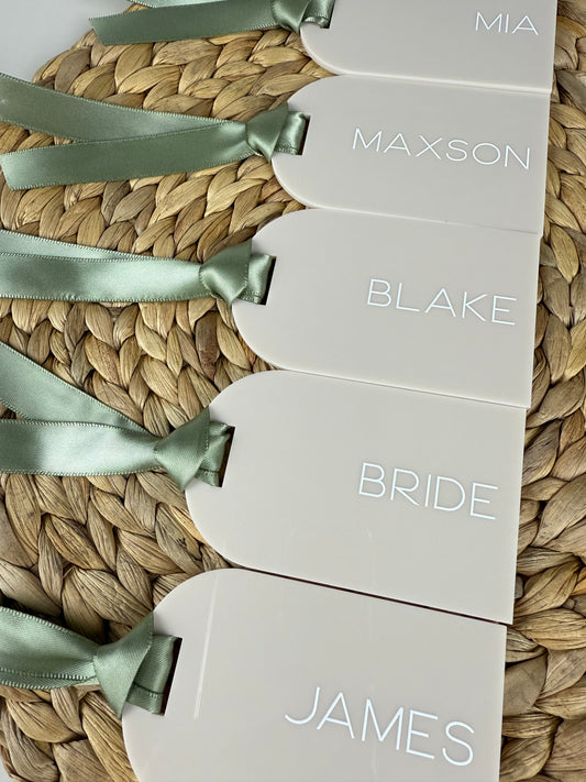 Acrylic Place Cards - Luggage Tag Style