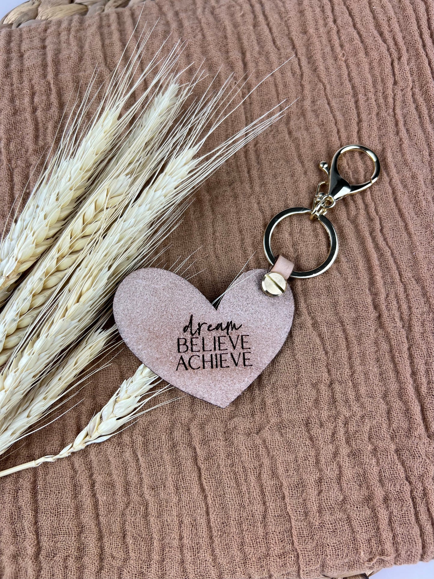 Personalised Leather Heart Keyring