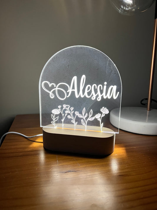 Personalised Arch Night Light - Botanical (White Light)