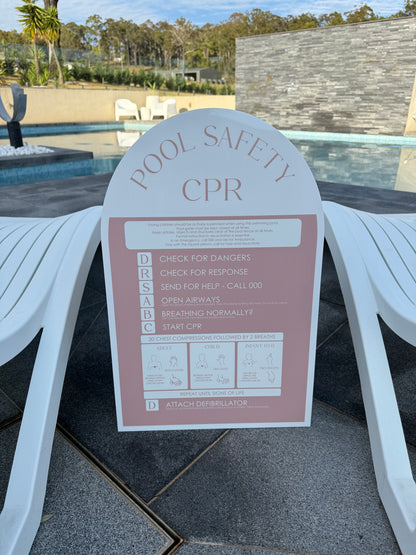 Double Sided Pool CPR Safety/Pool Rules Sign - Arch