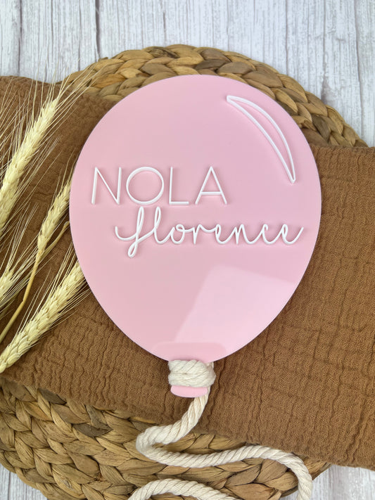 Acrylic 'Balloon' Announcement Plaque (Acrylic Text)