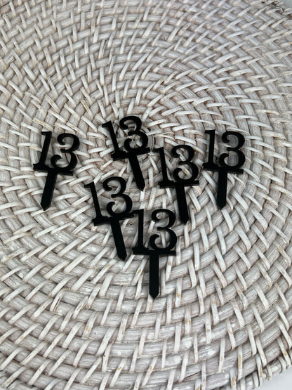 Mini Acrylic ‘Number’ Cup Cake Toppers