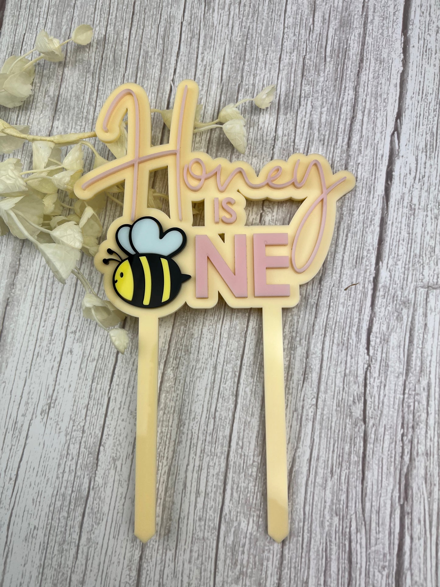 2 Layer 'Bee’ Acrylic Cake Topper