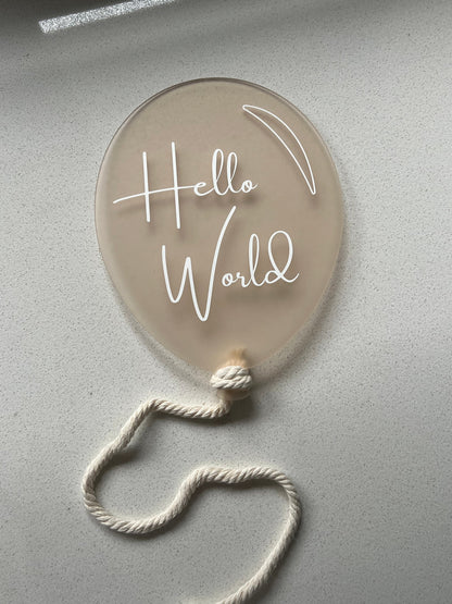Acrylic 'Balloon' Announcement Plaque (Printed Text)