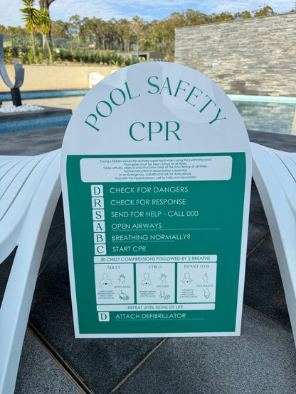 Double Sided Pool CPR Safety/Pool Rules Sign - Arch