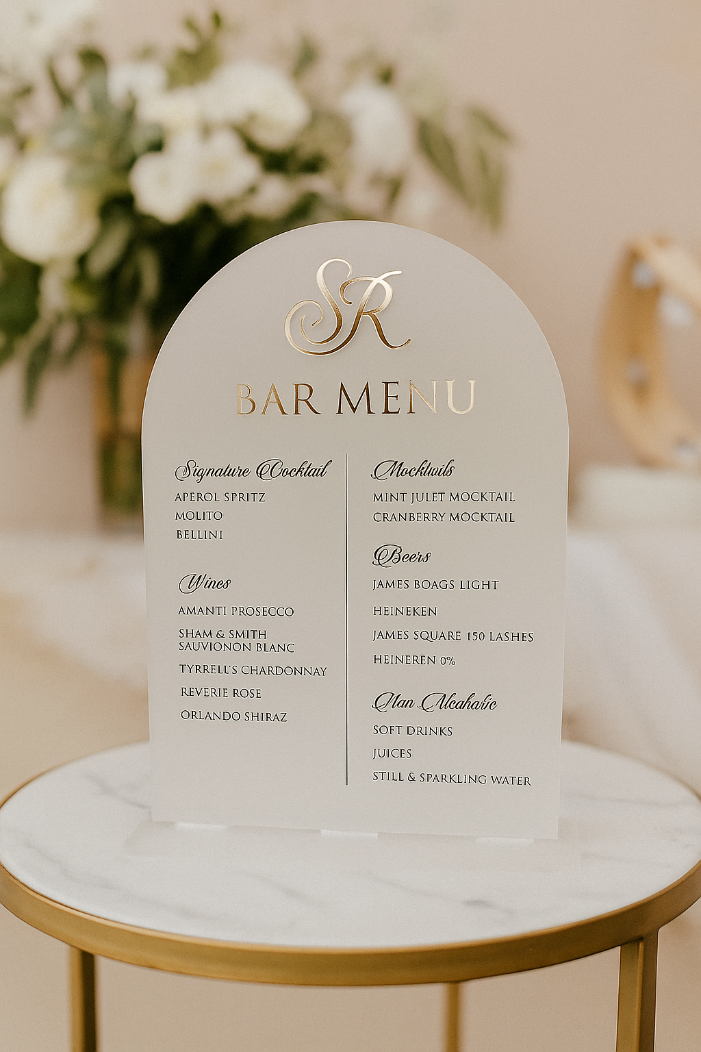 Acrylic Menu with Stand