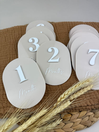 Oval Baby Milestone Discs - 3D/Print Combo Acrylic (Set 12)
