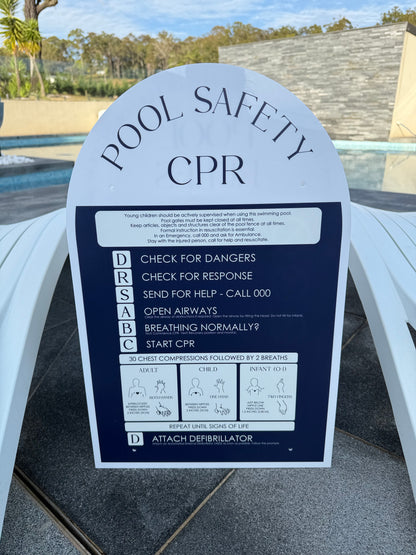 Double Sided Pool CPR Safety/Pool Rules Sign - Arch