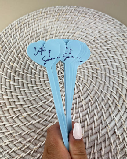 Acrylic Drink Stirrers (Heart)