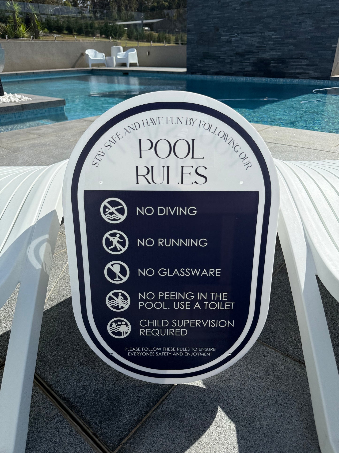 Double Sided Pool CPR Safety/Pool Rules Sign - Oval