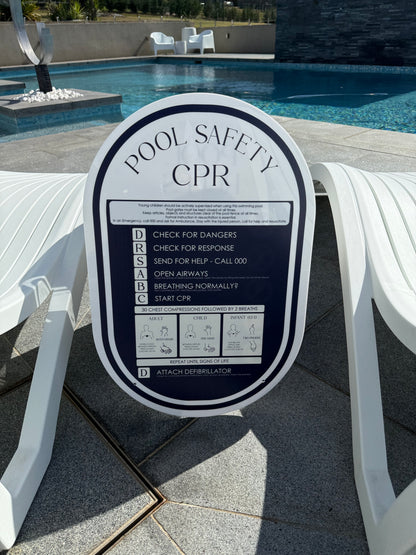 Pool CPR Safety Sign - Oval