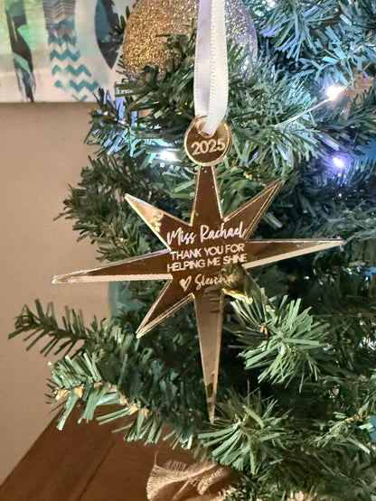 Personalised Teacher Christmas Ornament (Drop Star)