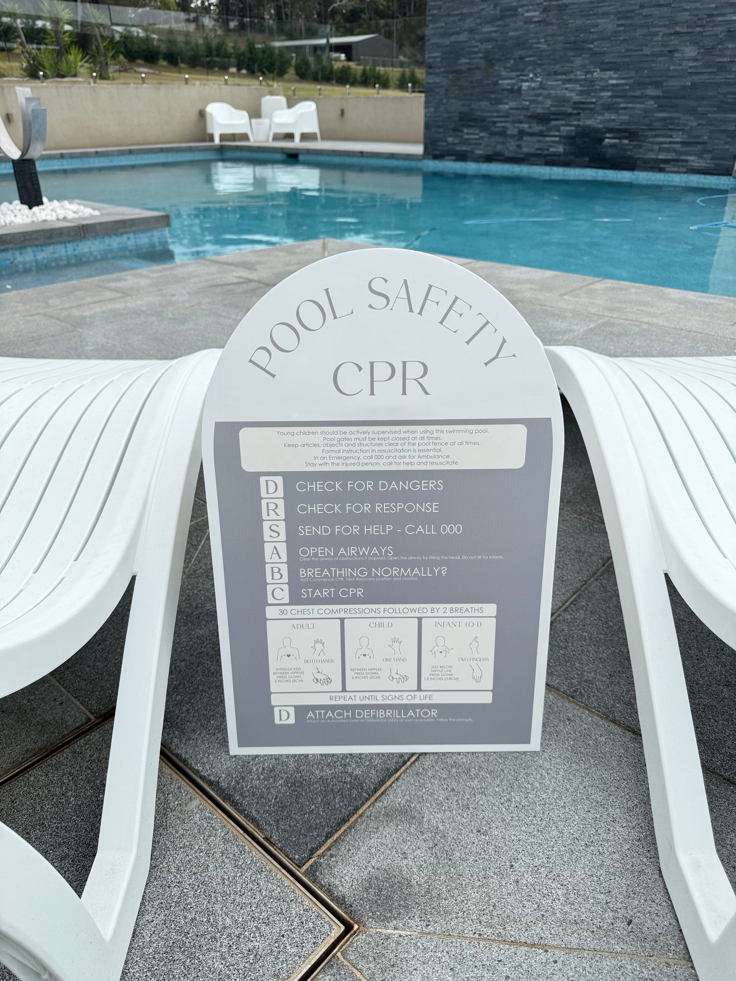 Pool CPR Safety Sign - Arch