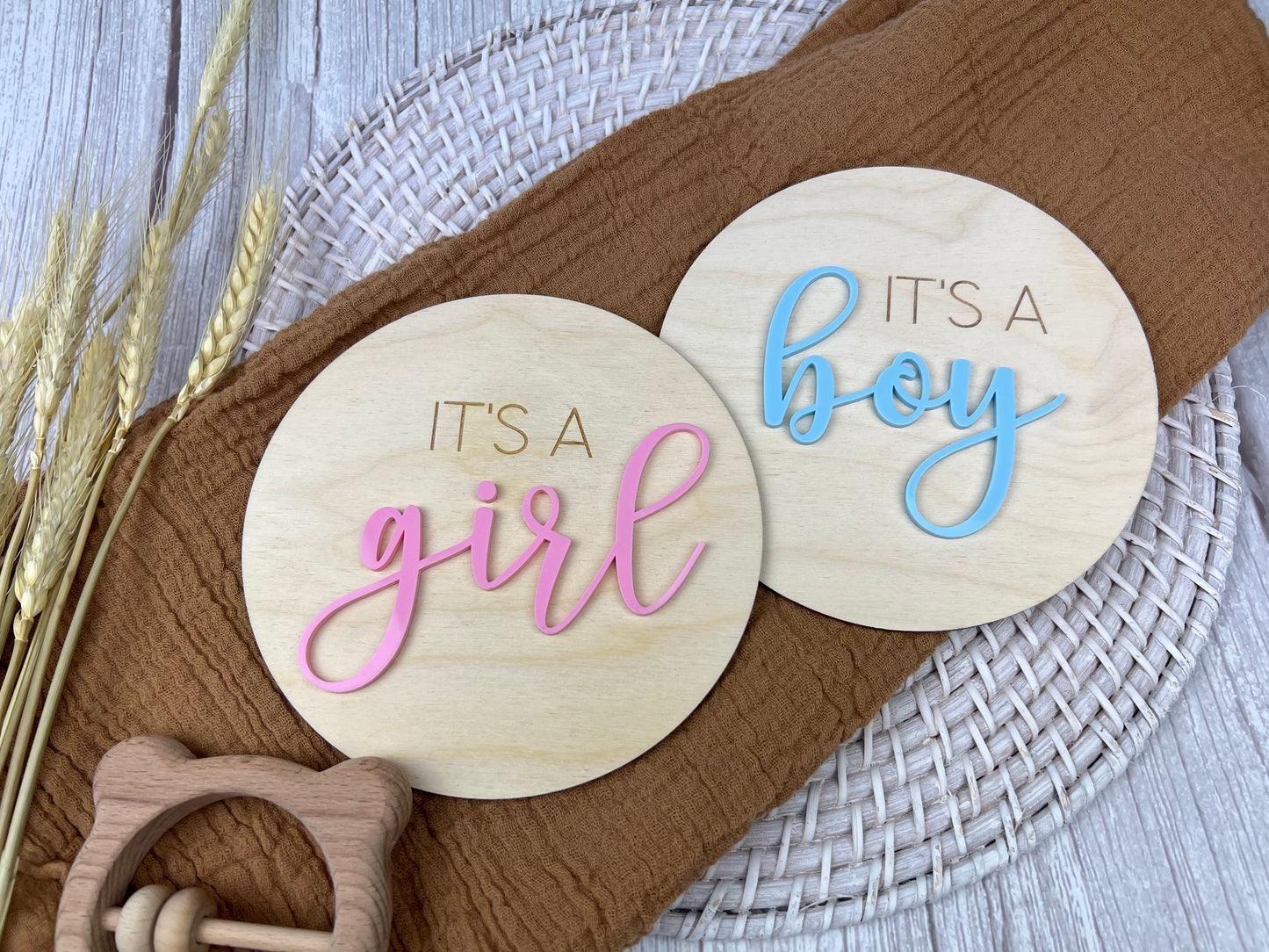 Baby Gender Announcement Plaque - It’s a Boy/Girl (Double Sided)