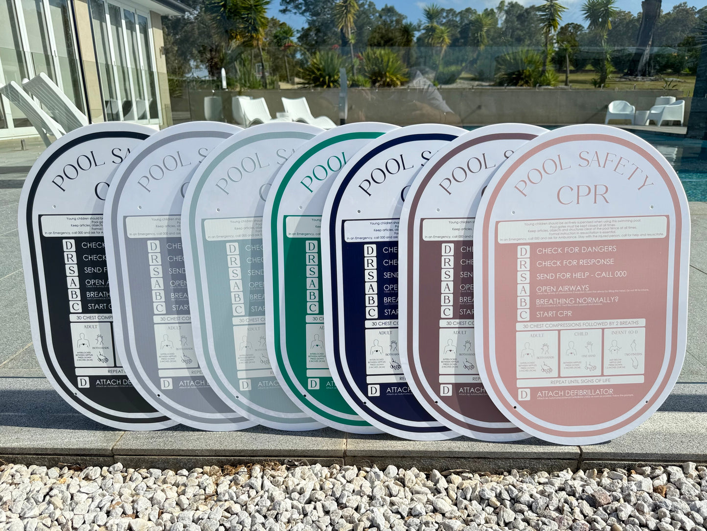 Double Sided Pool CPR Safety/Pool Rules Sign - Oval